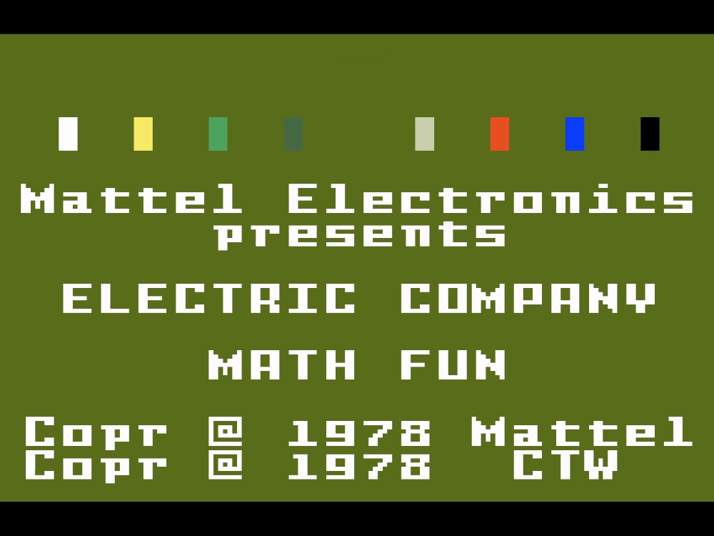 Title Screen of The Electric Company Math Fun for Intellivision